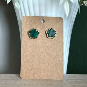Green and gold clover earrings